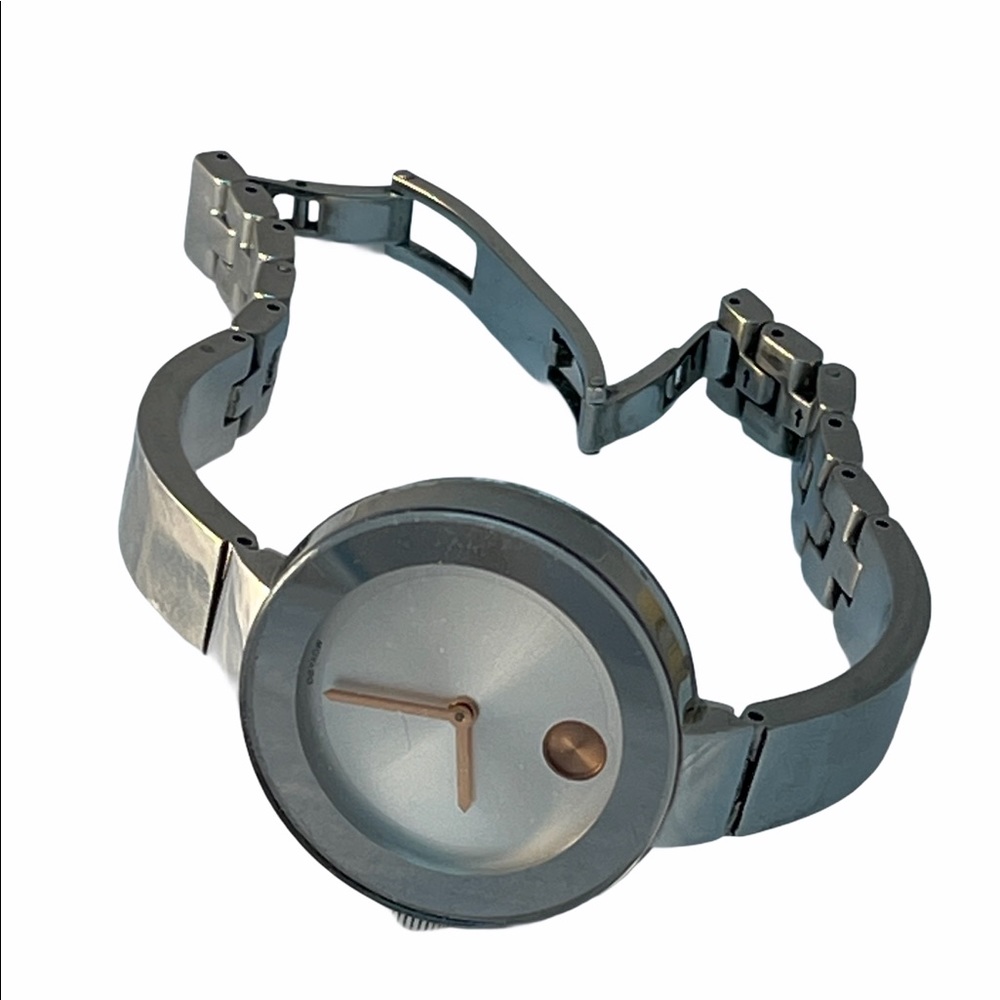 Movado Bold Silver watch womens 7”  vg cond